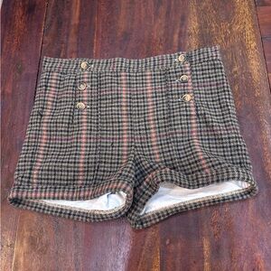 Bella Bliss High Waist Plaid Shorts - Brown and Pink
